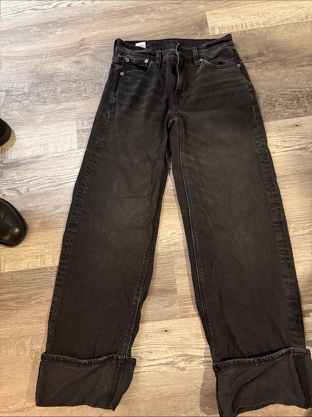 American Eagle Outfitters Black Relaxed Straight Jeans